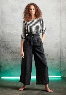 Pantalon "Ori" en lin tissé - noir