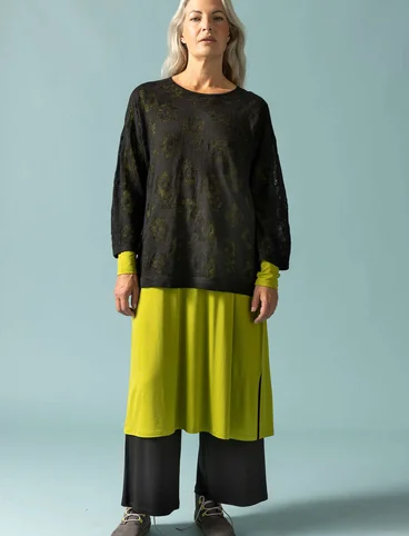 Linen/recycled linen pointelle sweater - svart
