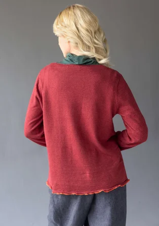 Fine-knit linen/organic cotton sweater - dark agate red