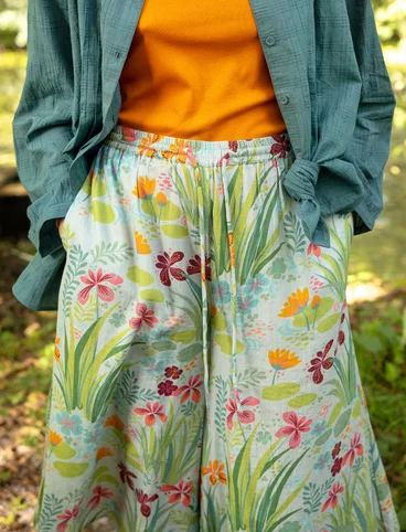 Vevd bukse «Iris» i økologisk bomull - mynta