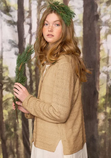 Pointelle-knit cardigan - oatmeal