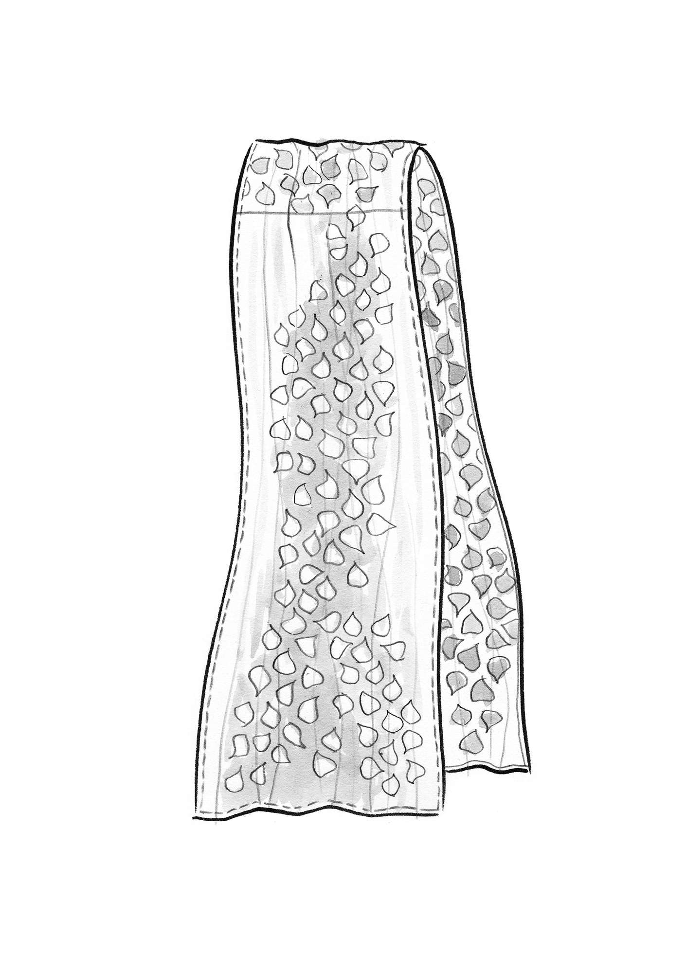 Tørklæde  Serafina  i økologisk bomuld sort/mønstret
