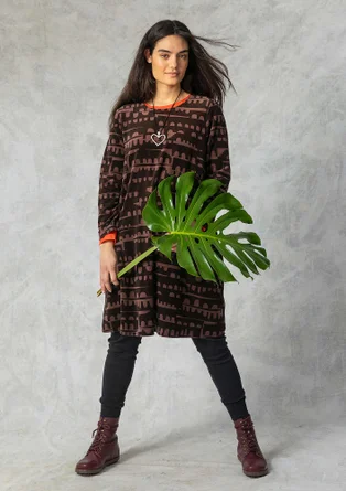 Velourskleid „Paraguay“ aus Bio-Baumwolle/Recycling-Polyester - maulbeere