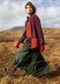 Gestrickte Jacke „Sälen“ aus Wollbouclé (aubergine L)