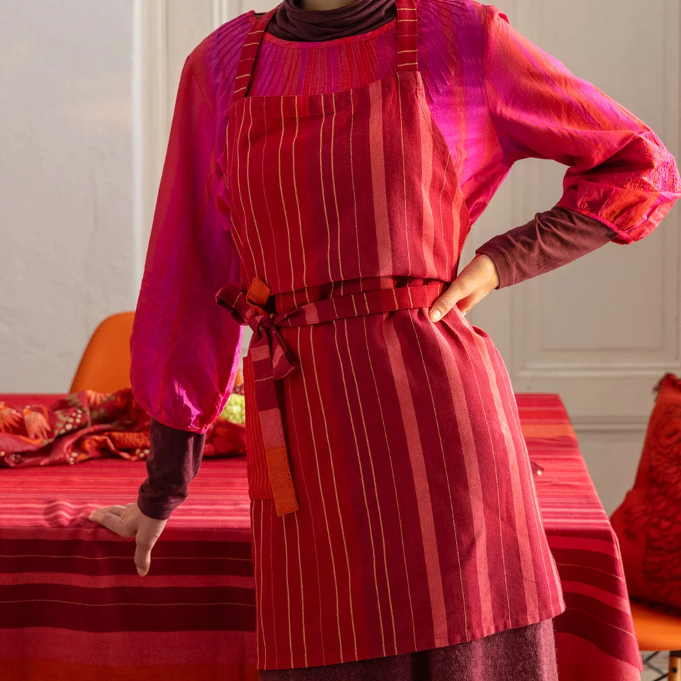 “Alaska Sky” organic cotton apron - poppy