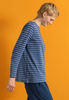 Basic gestreepte top van biologisch katoen - Stille Oceaanblauw/oudblauw