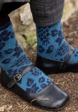 Geblümte Socken „Idun“ - nebelblau