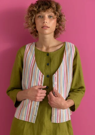 Gilet "Esme" van geweven katoen/linnen - multicolour/gestreept