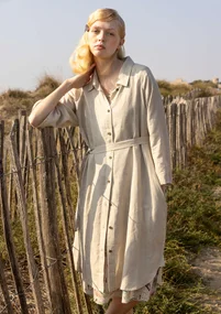 “Bifrost” woven linen shirt dress - natural