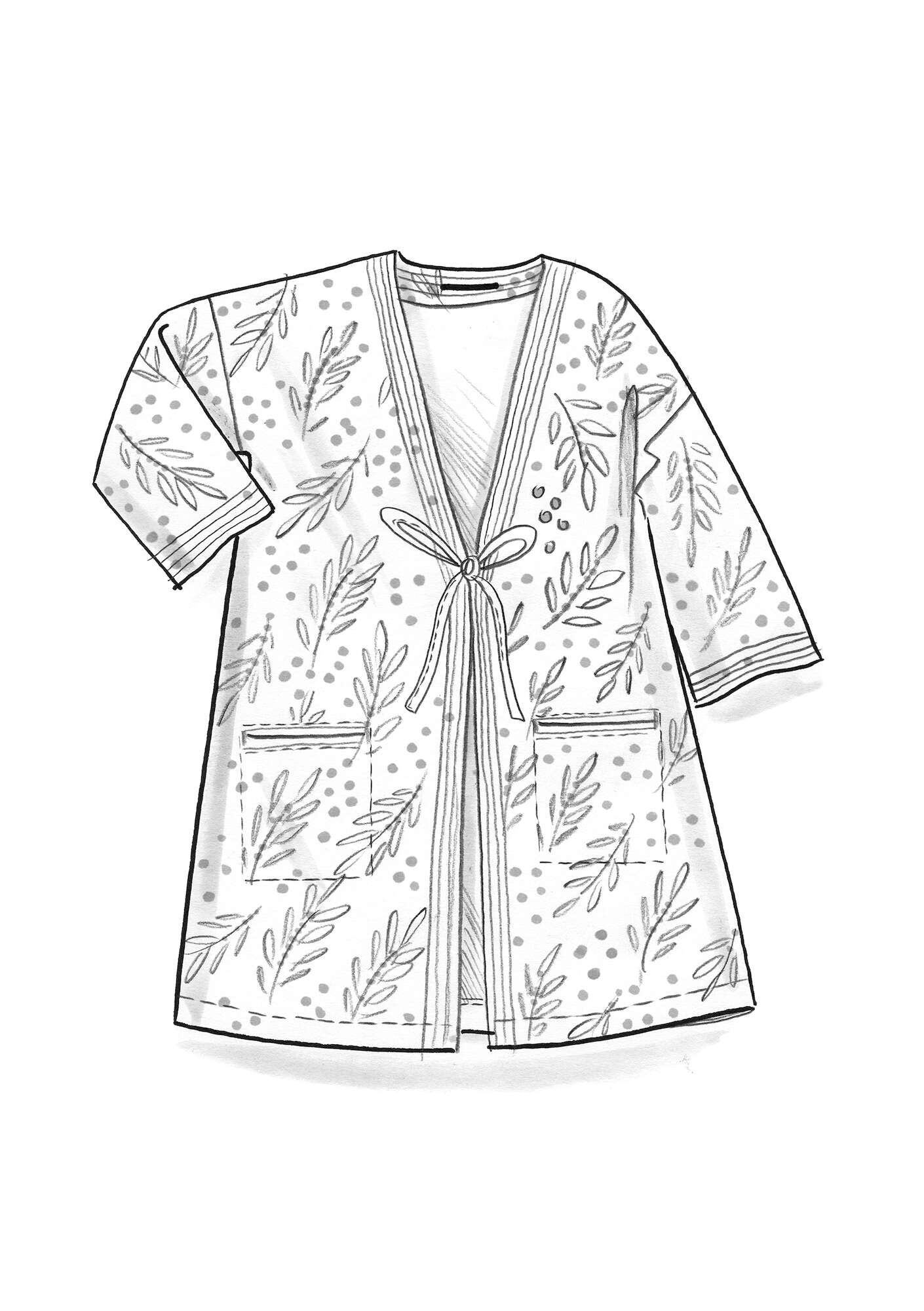 Kimono ”Amaya” ekopuuvillaa/pellavaa pellavansininen