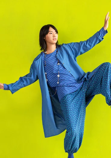 Kjole «Web» i økologisk bomull  - linblå