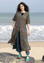 “Pearl” woven viscose/linen dress - black