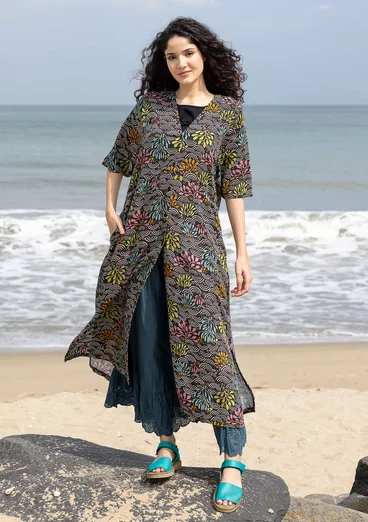 “Pearl” woven viscose/linen dress - black