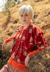 “Rose hip” woven organic cotton blouse - agate red
