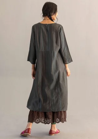 Geweven jurk "Melody" van biologisch katoen/zijde - agave