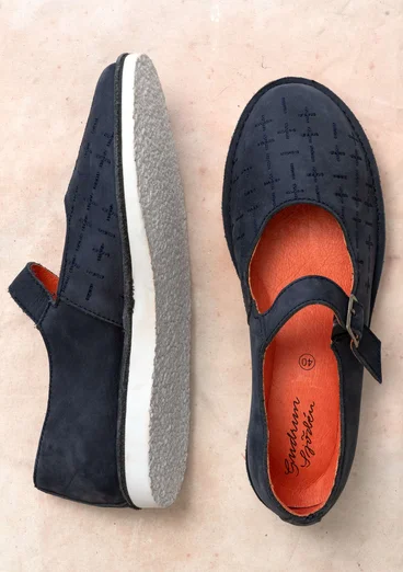 Chaussures à bride “Earth” en nubuck - encre