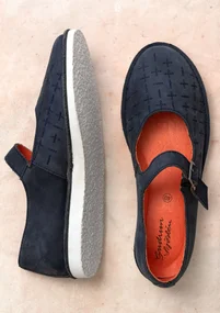 Chaussures à bride “Earth” en nubuck - encre