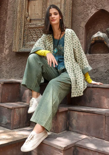 Vevd bukse «Willow» i økologisk bomull - indigo grønn