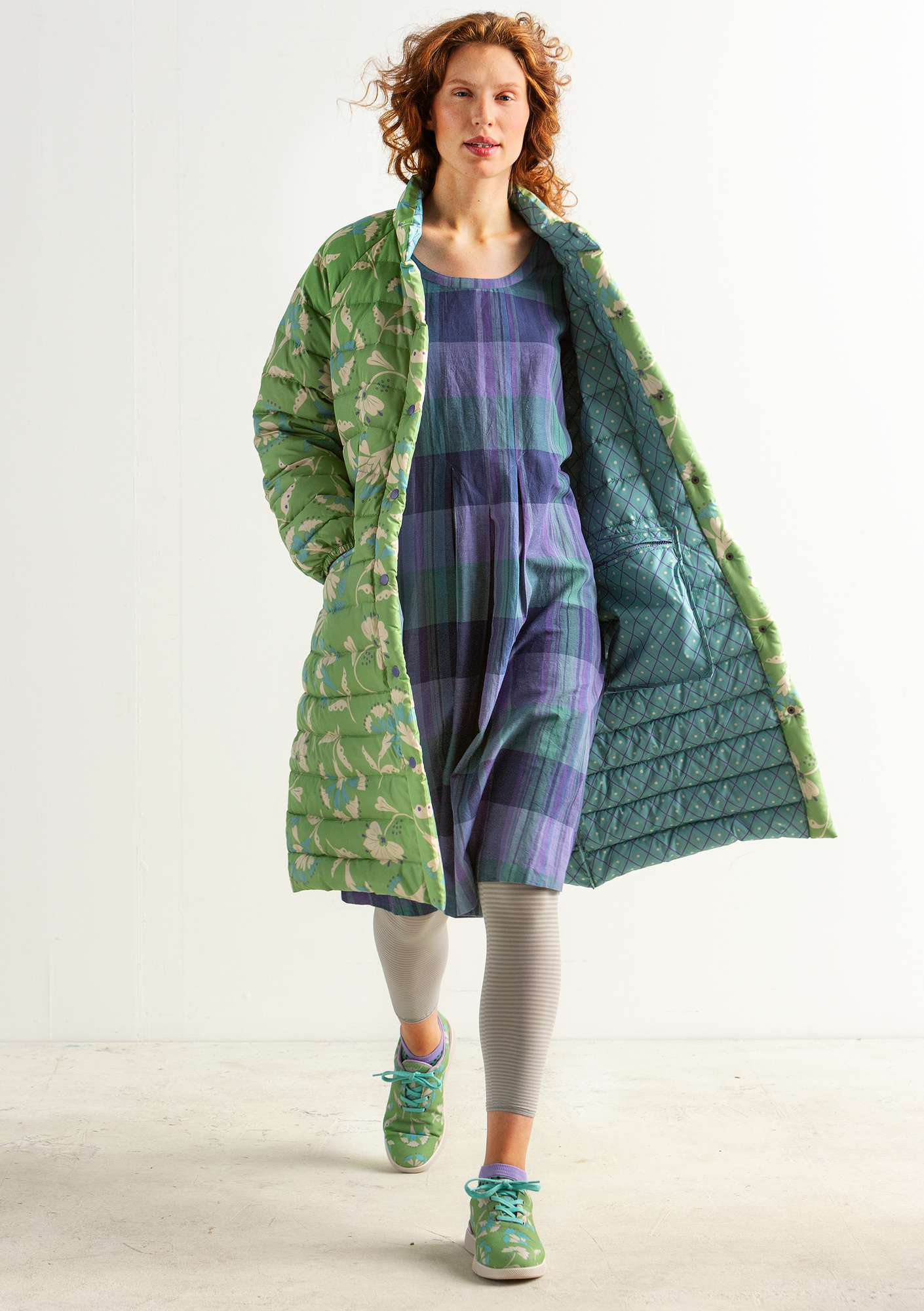 Kleid „Rut“ aus Öko-Baumwolle/Leinen mitternachtsblau-gemustert thumbnail