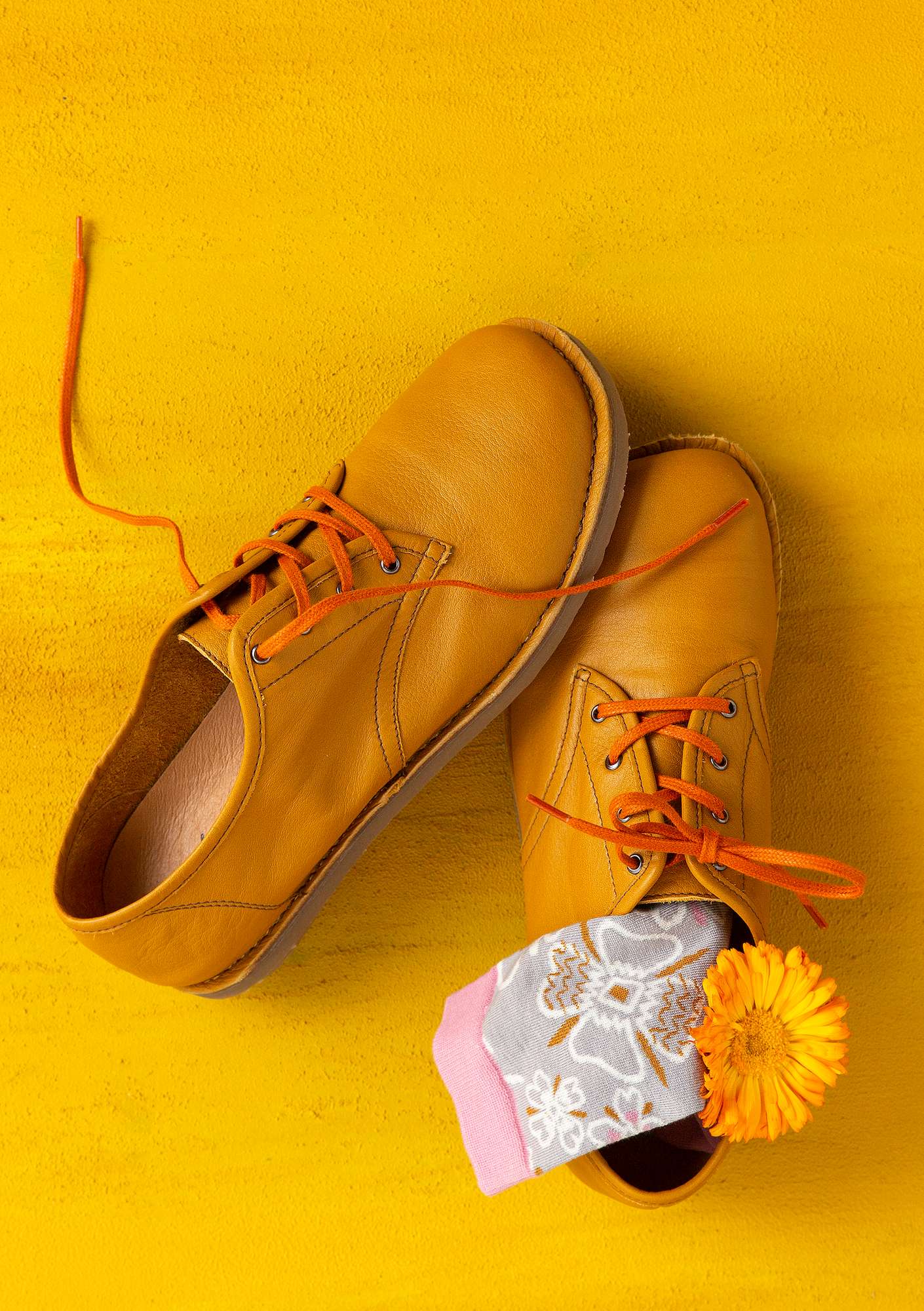 Nappa laceup shoes mustard thumbnail