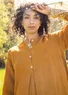 Woven “Asta” dress in linen (mustard XS)