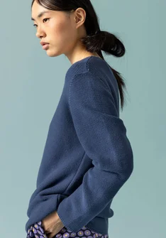 Sweater in recycled cotton - indigo