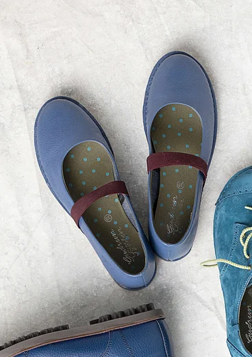 Ballerines en cuir nappa - bleu montagne