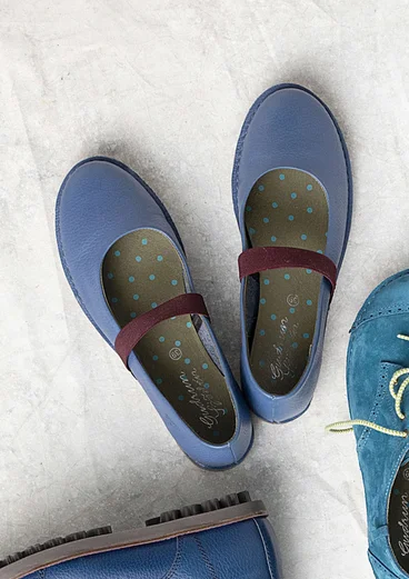 Ballerines en cuir nappa - bleu montagne