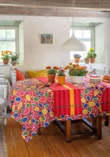“Sol” patterned organic cotton tablecloth - amaryllis