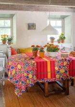 “Sol” patterned organic cotton tablecloth - amaryllis