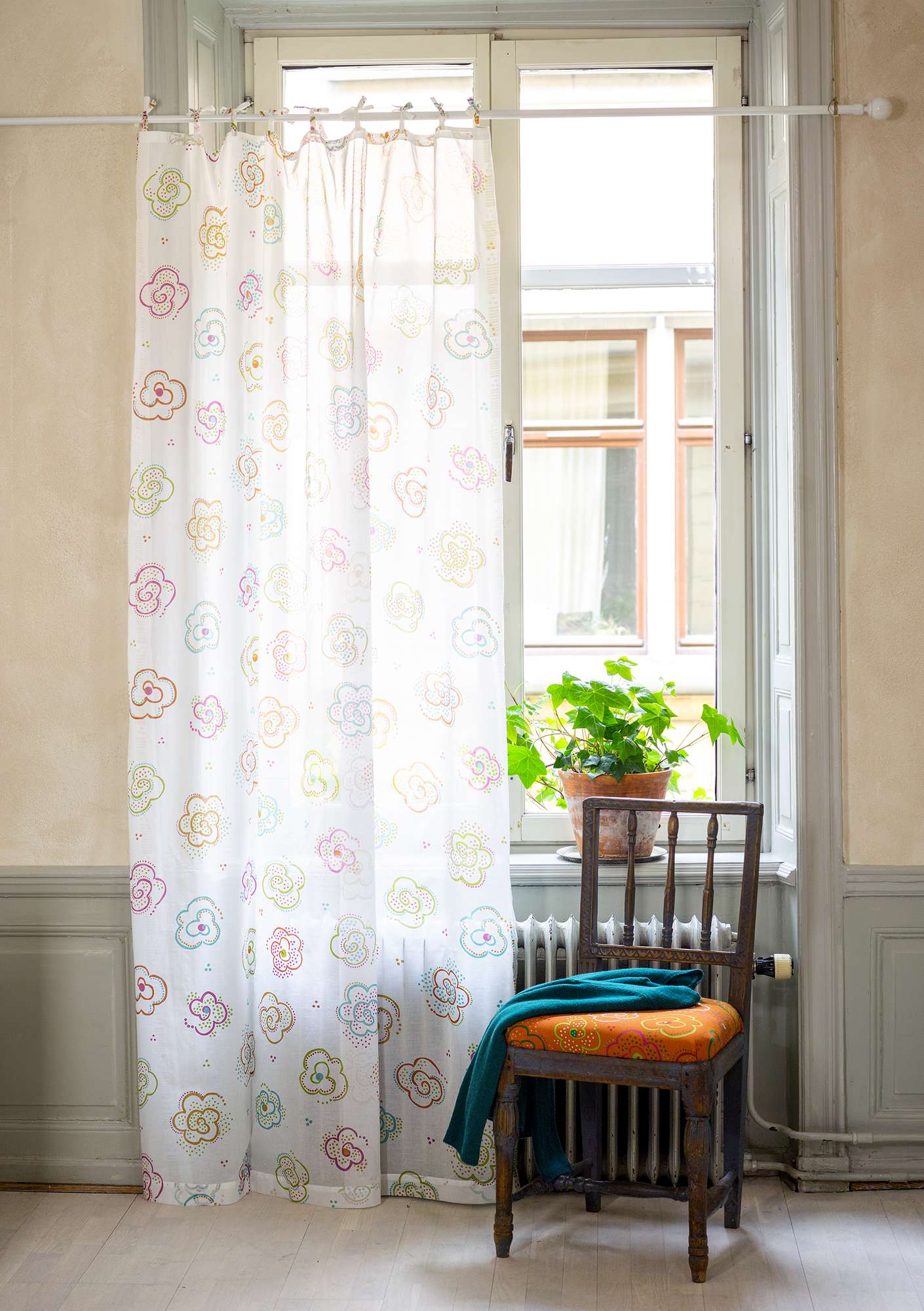 “Krumelur” organic cotton voile curtain multicoloured thumbnail