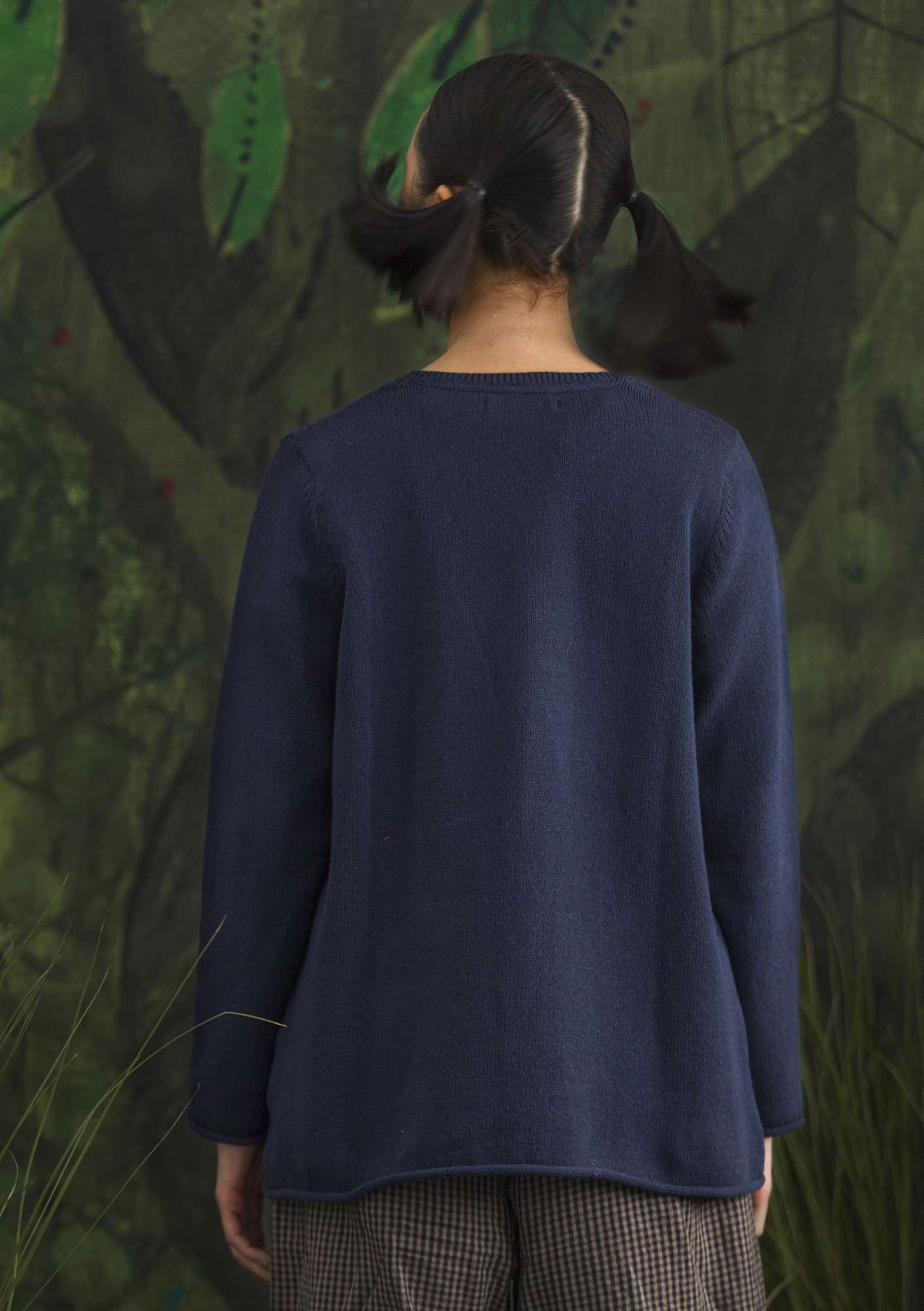 FAVOURITE sweater “Belle” made of recycled cotton blue mussel/solid colour thumbnail
