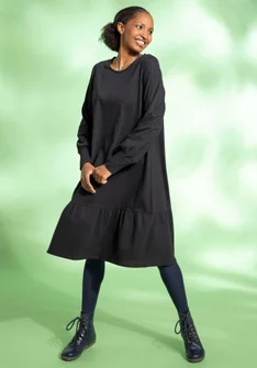 Organic cotton/linen jersey dress - black