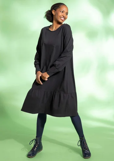 Robe en jersey de coton biologique/lin - noir