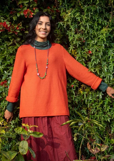 Organic cotton, textured-knit sweater - chilli