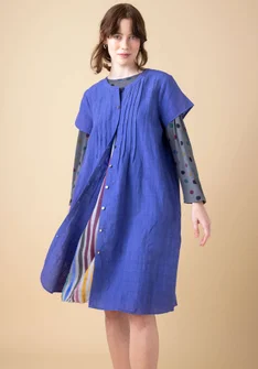 Robe en tissu de coton biologique/lin - bleu ciel