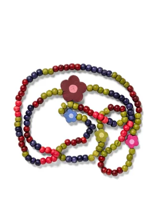 Kette „Mira“ aus Bein/Recyclingholz - granatapfel