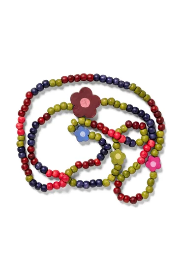 Kette „Mira“ aus Bein/Recyclingholz - granatapfel