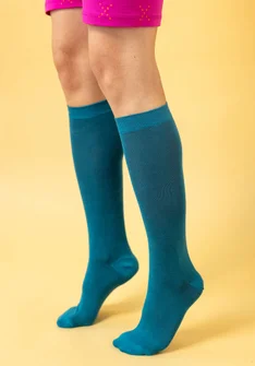 Organic cotton knee-highs - dark petrol blue