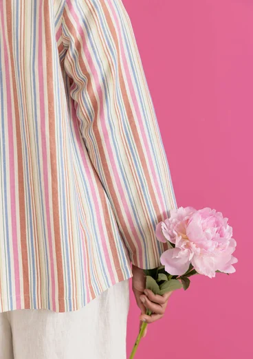 “Esme” woven organic cotton/linen jacket - multicoloured/striped