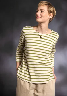 Striped top in organic cotton/modal - almond milk