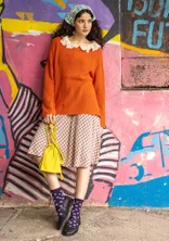 Korte rok "Juliette" van geweven viscose - lichtperzik