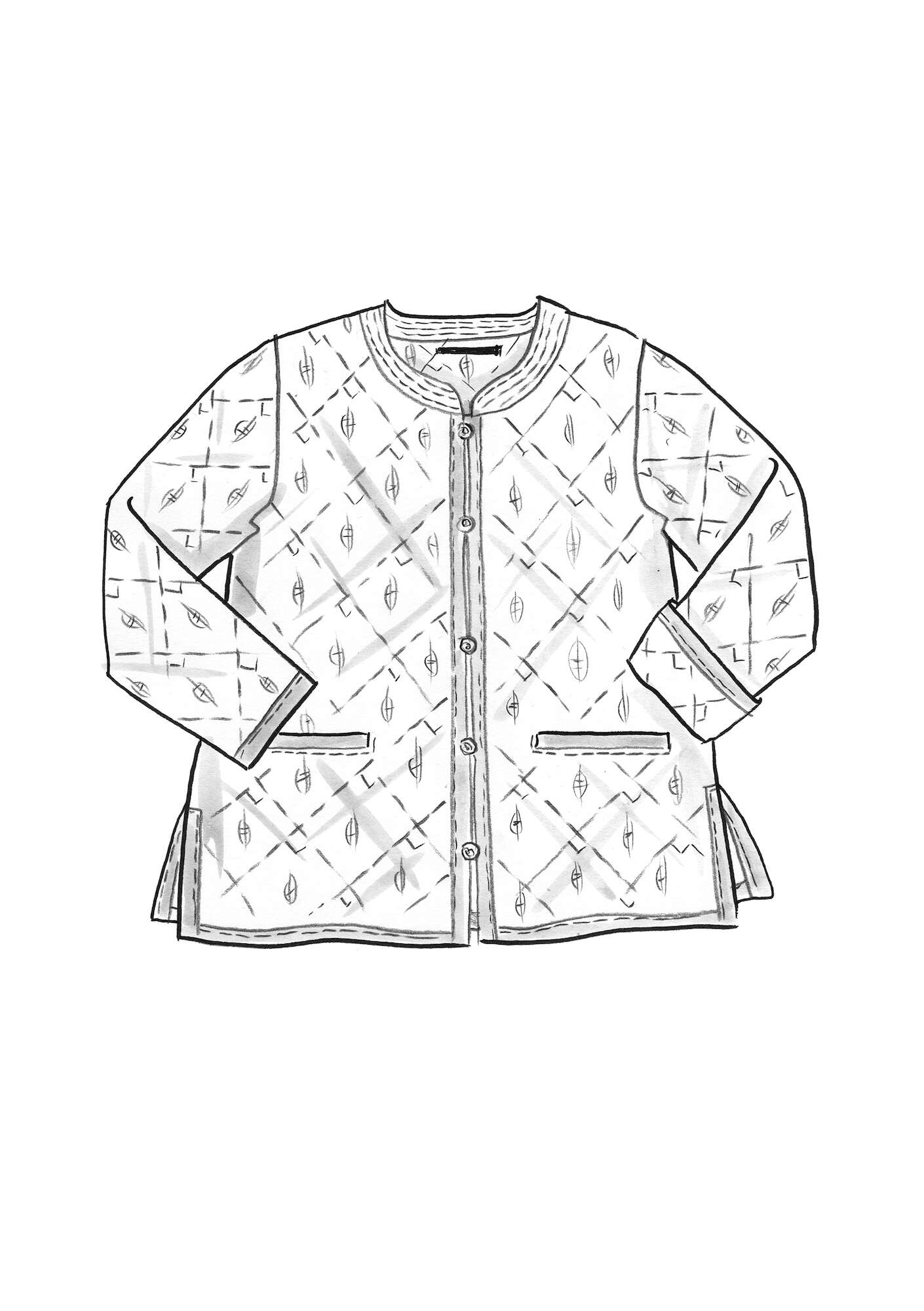 “Signe” quilted jacket in woven organic cotton light ecru