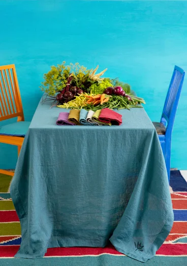 Washed linen tablecloth - verona green