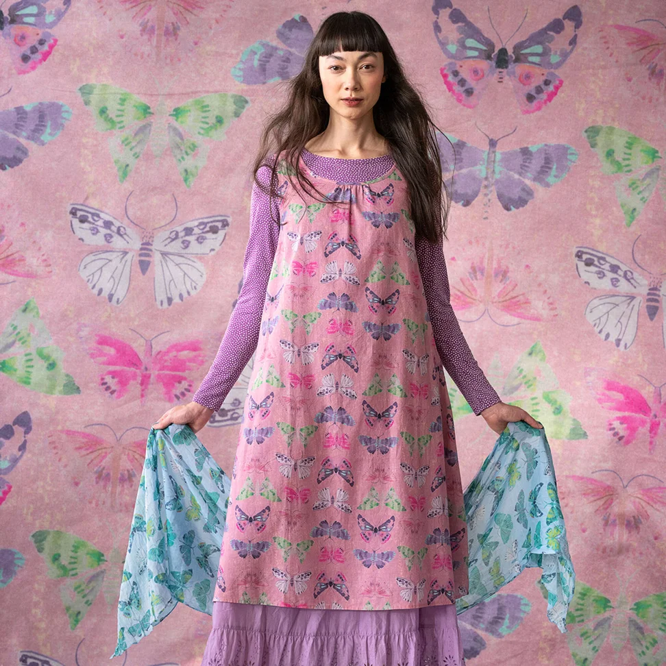 “Fjäril” dress in organic cotton - dusky pink