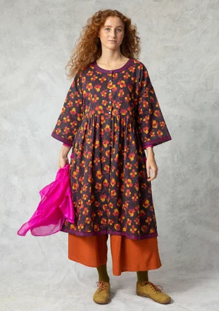 Robe "Andes" en coton biologique tissé - mûrier noir