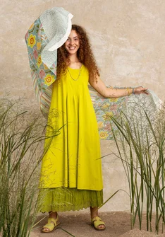 Tricot jurk van biologisch katoen - limegrn