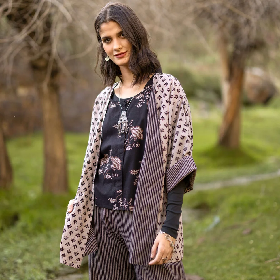 “Willow” woven organic cotton kimono - kashish