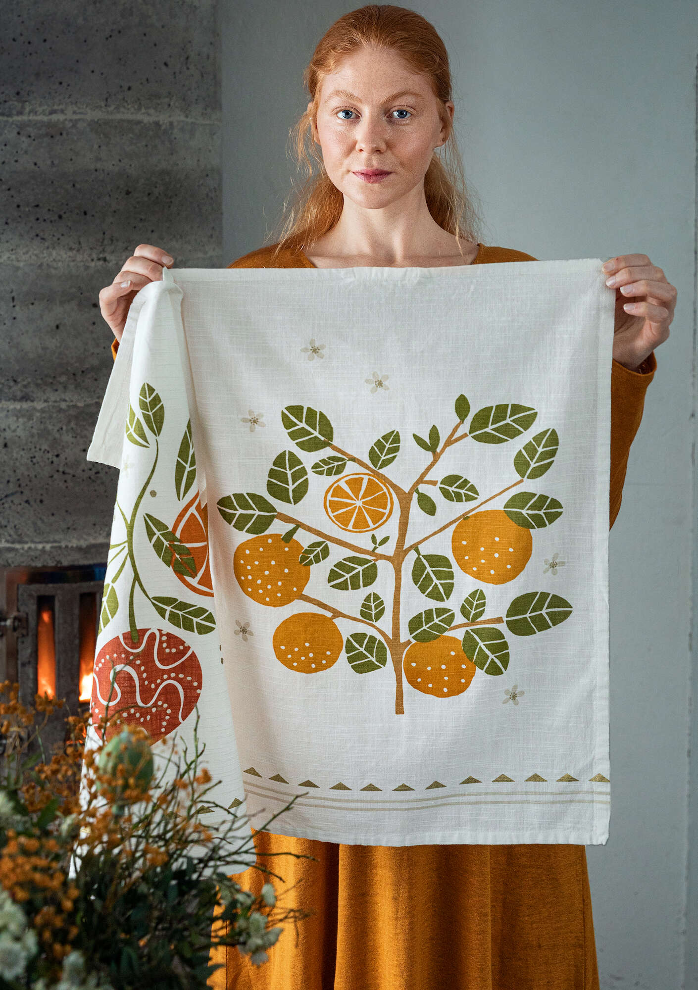 “Apelsin” kitchen towel in organic cotton, 2-pack unbleached thumbnail