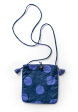 “Web” purse in cotton/linen - indigo